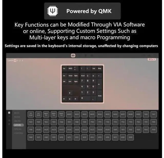 Alt view image 8 of 10 - SIKAI CASE 34 Key Mechanical Numpad, Wired Hot Swappable Programmable Number Pad Keyboard USB C 34 Key Numpad for Laptop Edit/PS/Gaming/Data Entry, VIA Support Number Pad for Win, Macbook, PC(RGB)