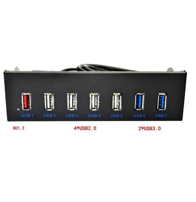 Alt view image 10 of 14 - 7 Port USB 3.0 5.25" Internal CD-ROM Bay Front Panel USB Hub,7 x USB 3.0 Type A Female to Motherboard USB 20 pin Hub Splitter Adapter w/ 5.25 inch Metal Bracket