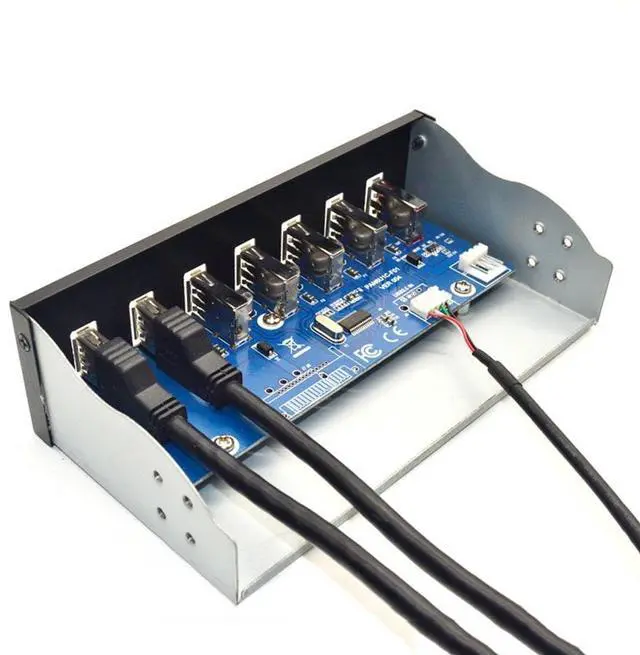 Alt view image 12 of 14 - 7 Port USB 3.0 5.25" Internal CD-ROM Bay Front Panel USB Hub,7 x USB 3.0 Type A Female to Motherboard USB 20 pin Hub Splitter Adapter w/ 5.25 inch Metal Bracket