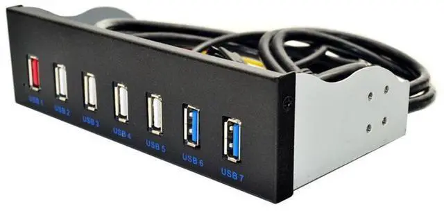 Alt view image 8 of 14 - 7 Port USB 3.0 5.25" Internal CD-ROM Bay Front Panel USB Hub,7 x USB 3.0 Type A Female to Motherboard USB 20 pin Hub Splitter Adapter w/ 5.25 inch Metal Bracket