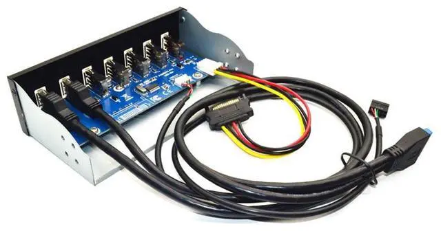 Alt view image 9 of 14 - 7 Port USB 3.0 5.25" Internal CD-ROM Bay Front Panel USB Hub,7 x USB 3.0 Type A Female to Motherboard USB 20 pin Hub Splitter Adapter w/ 5.25 inch Metal Bracket