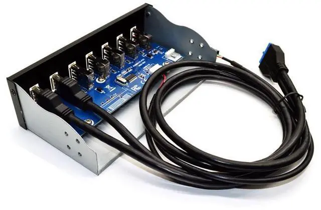 Alt view image 13 of 14 - 7 Port USB 3.0 5.25" Internal CD-ROM Bay Front Panel USB Hub,7 x USB 3.0 Type A Female to Motherboard USB 20 pin Hub Splitter Adapter w/ 5.25 inch Metal Bracket
