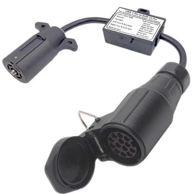 Alt view image 8 of 14 - CARROFIX Trailer Light Adapter Converter US Vehicle 7-Way Plug to European 13-Pin Round Connector