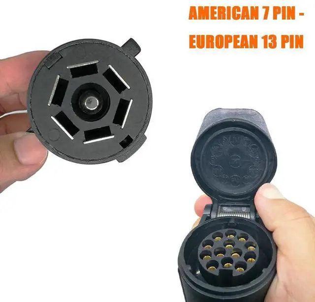 Alt view image 10 of 14 - CARROFIX Trailer Light Adapter Converter US Vehicle 7-Way Plug to European 13-Pin Round Connector
