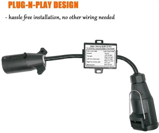 Alt view image 14 of 14 - CARROFIX Trailer Light Adapter Converter US Vehicle 7-Way Plug to European 13-Pin Round Connector
