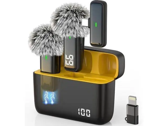 Alt view image 6 of 10 - Wireless Microphone for iPhone Android Lav Mic USB C Lavalier Microphone Type C Lapel Mic for iPhone 15/16 iPad Video Recording Vlog TikTok - 24H Charging Case Noise Reduction
