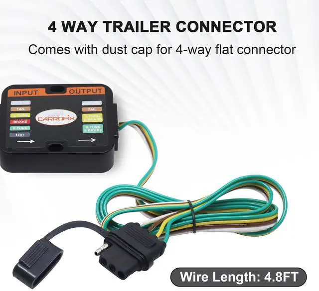 Alt view image 12 of 14 - CARROFIX Custom-Fit Vehicle Wiring Kit Harness with 4-Way Flat Trailer Connector for 2015-2023 Nissan Murano - Simple Plug-in Hitch Wiring Harness