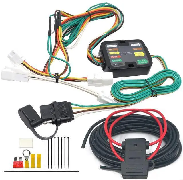 Alt view image 6 of 10 - CARROFIX Custom Fit Vehicle Wiring Harness Kit Taillight Converter with 4-Pin Flat Trailer Connector for Toyota RAV4