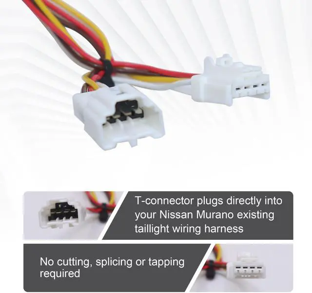 Alt view image 10 of 14 - CARROFIX Custom-Fit Vehicle Wiring Kit Harness with 4-Way Flat Trailer Connector for 2015-2023 Nissan Murano - Simple Plug-in Hitch Wiring Harness