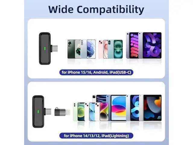 Alt view image 9 of 10 - Wireless Microphone for iPhone Android Lav Mic USB C Lavalier Microphone Type C Lapel Mic for iPhone 15/16 iPad Video Recording Vlog TikTok - 24H Charging Case Noise Reduction