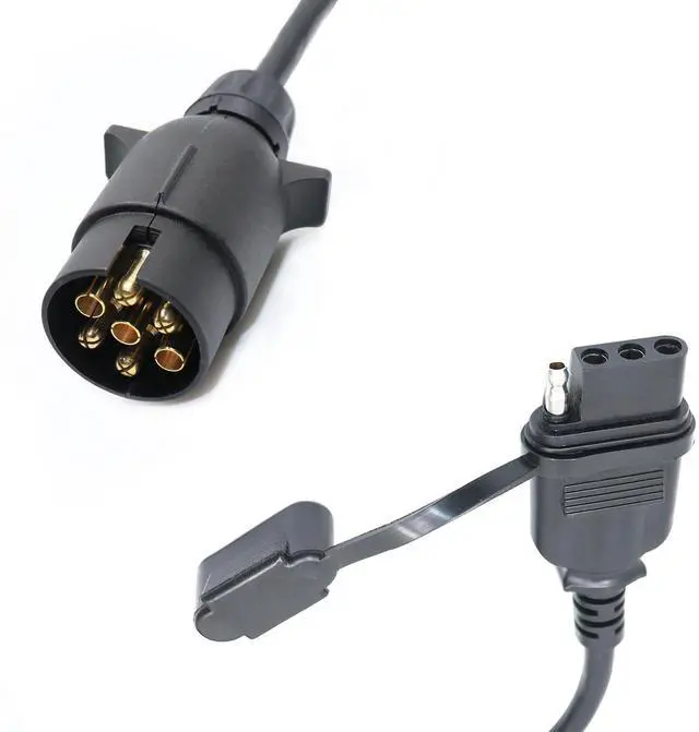 Alt view image 7 of 10 - CARROFIX Trailer Light Converter European Round 7-Pin Connector to US 4-Way Flat Pin Plug