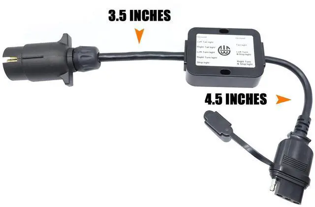 Alt view image 8 of 10 - CARROFIX Trailer Light Converter European Round 7-Pin Connector to US 4-Way Flat Pin Plug