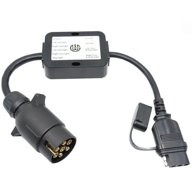 Alt view image 9 of 10 - CARROFIX Trailer Light Converter European Round 7-Pin Connector to US 4-Way Flat Pin Plug