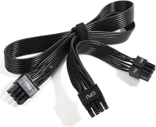 Alt view image 6 of 10 - PSU CPU 8 Pin to Dual 8 (4+4) Pin EPS Cable Male to Male CPU Power Cable for Seasonic Focus Prime ASUS ROG Thor Strix Modular Power Supply (70cm+15cm)