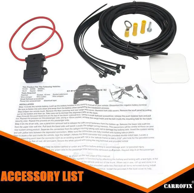 Alt view image 9 of 10 - CARROFIX Custom Fit Vehicle Wiring Harness Kit Taillight Converter with 4-Pin Flat Trailer Connector for Toyota RAV4