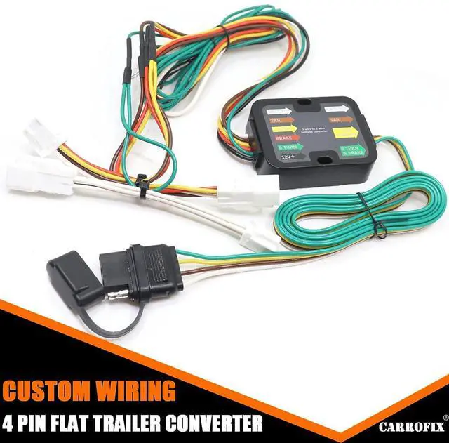 Alt view image 10 of 10 - CARROFIX Custom Fit Vehicle Wiring Harness Kit Taillight Converter with 4-Pin Flat Trailer Connector for Toyota RAV4