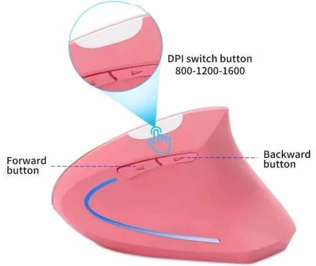 Alt view image 13 of 14 - Vertical Mouse, Ergonomic Vertical Mouse, 2.4G High Precision Optical Mice 800/1200/1600DPI for PC Laptop Desktop Mac (Wireless Pink)
