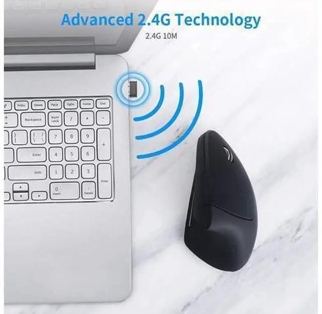 Alt view image 8 of 10 - Rechargeable Wireless Vertical Mouse, 2.4G Wireless Ergonomic Optical Mouse with 3 Adjustable 800/1200 /1600 DPI, Suitable for Big Hands