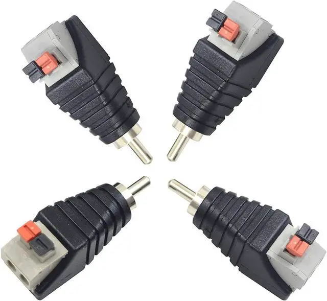Alt view image 12 of 12 - Poyiccot Speaker Wire to RCA Adapter Converter RCA to Speaker Wire Adapter Subwoofer Speaker Phono RCA Male to AV 2 Screw Terminal Video Audio Spring Press Type Balun for CCTV 4 Pack