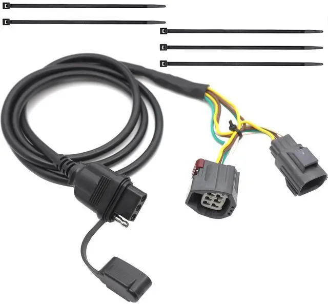 Alt view image 8 of 14 - CARROFIX 4 Way Flat Tow Hitch Trailer Wiring Harness for 2007-2018 Jeep Wrangler JK Models 69"