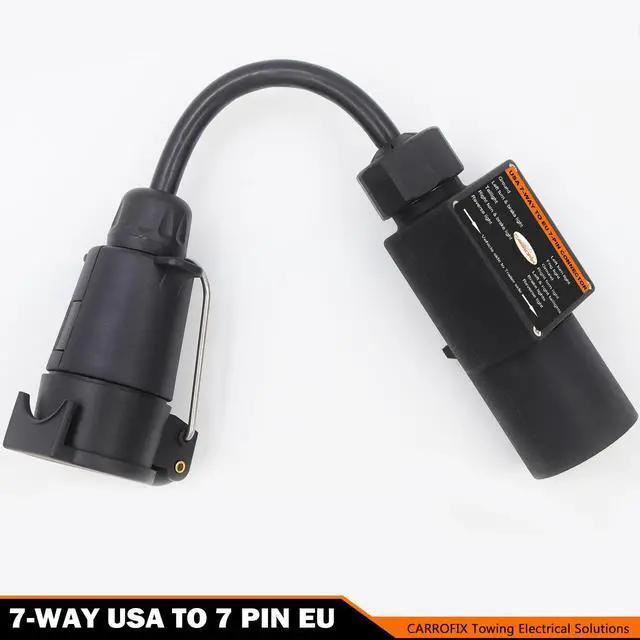 Alt view image 13 of 14 - CARROFIX Truck to Trailer Light Converter, US Vehicle Socket 7-Pole RV Blade to European Trailer 7 Pin Plug, PA Housing, Chip-Controlled