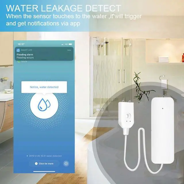 Alt view image 8 of 12 - Tuya ZigBee Water Level Sensor Leakage Alarm Flood Leak Detector Smart Home Water Alert Overflow Alarm Security System
