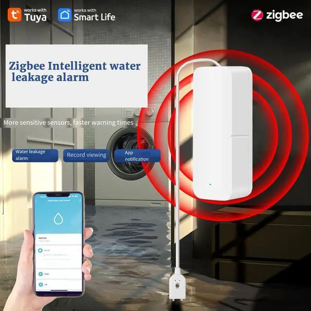 Alt view image 11 of 12 - Tuya ZigBee Water Level Sensor Leakage Alarm Flood Leak Detector Smart Home Water Alert Overflow Alarm Security System