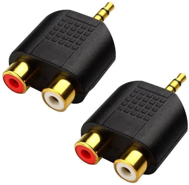 Alt view image 7 of 12 - (2-Pack) Gold Plated 3.5mm Stereo to 2-RCA Male to Female Audio Splitter, Dual RCA Jack Adapter