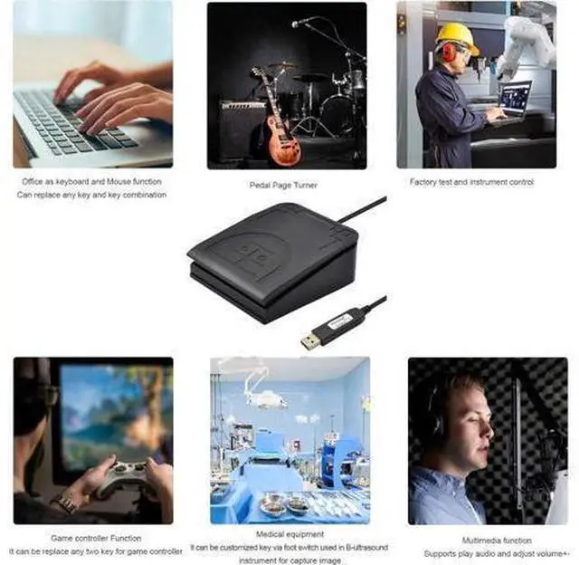 Alt view image 14 of 14 - USB Foot Pedal Mechanical Switch Control One Key Program Computer Keyboard Mouse String Game Macro MIDI Cotroller Action HID (Single Pedal)
