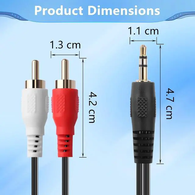 Alt view image 12 of 12 - 3.5mm to 2 RCA Stereo Audio Coiled Cable,1/8" TRS Male to 2 RCA Male Gold-Plated Coiled Spring Y Splitter Cable,for Connecting Amplifiers, Speakers, Etc- Up to 0.7M/2.3FT
