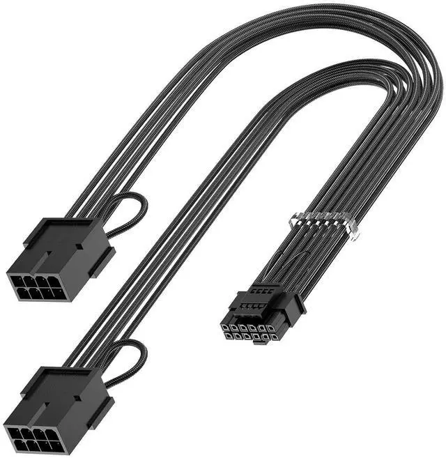 Main image of WRIARICH Bangfun PCIE 5.0 RTX 4070Ti Extension Cable, 16Pin(12+4) Male to 2X8Pin Female PCI-e 5.0 Sleeved Extension Cord 12VHPWR 16Pin GPU Power Cable Designed for Geforce RTX 4070Ti-13Inch Black