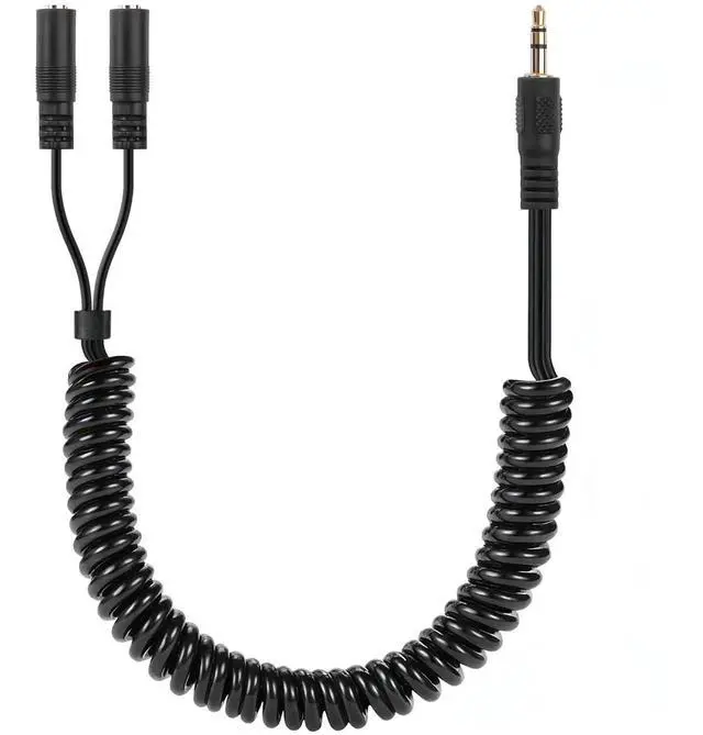 Alt view image 8 of 14 - 3.5mm TRS Audio Splitter Coiled Cable,Dual 3.5mm Coiled Cord,1/8" TRS Male to 2 Female Spring Y Splitter Cable for Home,Phone, Headset,Speakers Etc