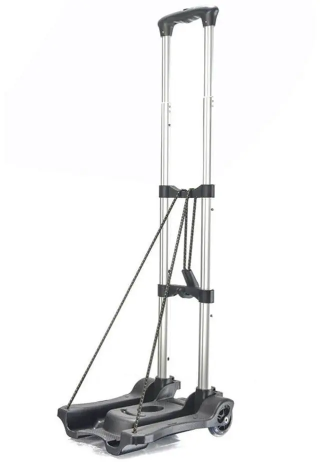 Alt view image 8 of 12 - Small Foldable Trolley, Foldable Luggage Trolley, Lightweights Portable Trolley for Mobile Airport Travel Use Black