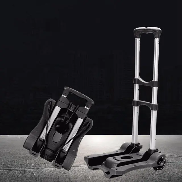 Alt view image 9 of 12 - Small Foldable Trolley, Foldable Luggage Trolley, Lightweights Portable Trolley for Mobile Airport Travel Use Black