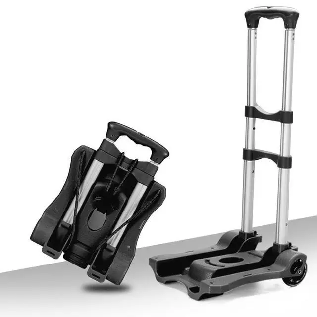 Alt view image 10 of 12 - Small Foldable Trolley, Foldable Luggage Trolley, Lightweights Portable Trolley for Mobile Airport Travel Use Black