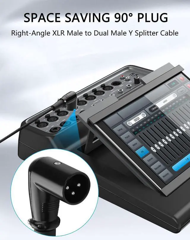 Alt view image 9 of 14 - Right-Angle XLR Male to Dual Male Y Splitter Cable, Balanced XLR Splitter 1 Male to 2 Male Microphone Cord Audio Adaptor - 1.64FT / 0.5M