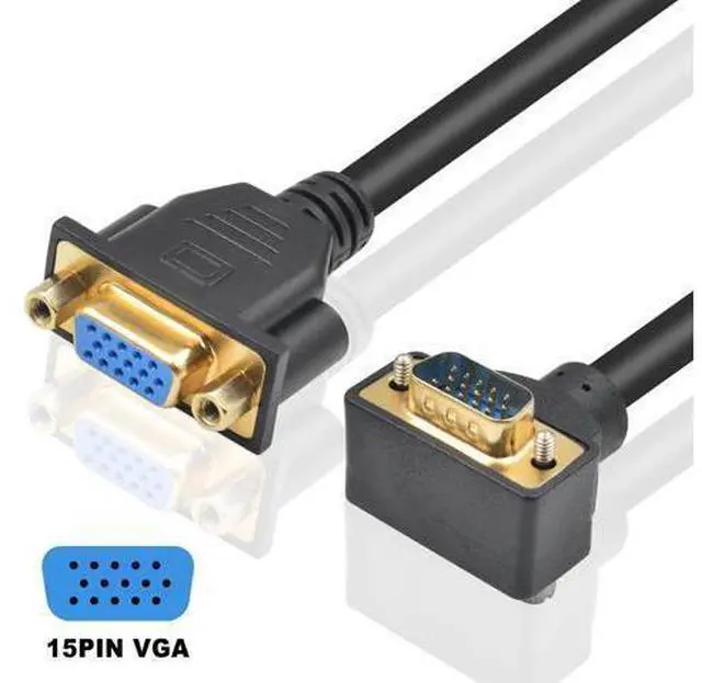Alt view image 10 of 14 - Vszerda VGA Extension Cable, 90 Degree Up Angle VGA Cable Male to Female Extension Extender Cable 1080P Full HD for PC TV Projector,1.5ft