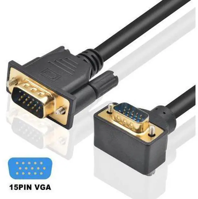Alt view image 10 of 14 - Vszerda VGA Cable Male to Male 5ft, 90 Degree VGA Cable Up Angle 15 Pin Male to Male Monitor Cable Support 1080P for Computer PC Laptops TV Projectors