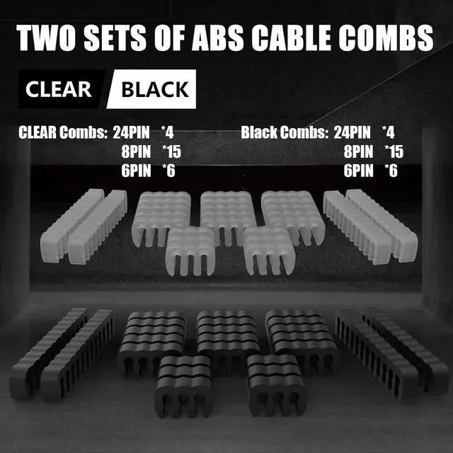 Alt view image 9 of 14 - PSU Cable Extension Kit 30CM Length with Combs,1x24Pin/2x8Pin(4+4) EPS/3x8Pin(6P+2P) PCI-E/PC Sleeved for ATX Power Supply,White, All-White