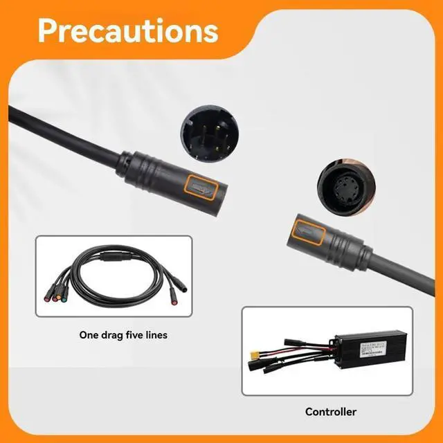 Alt view image 10 of 12 - Electric Bicycle Cable 1TO5 Waterproof Cable Leads Wires for KT Controller Motor Throttle Brake Display