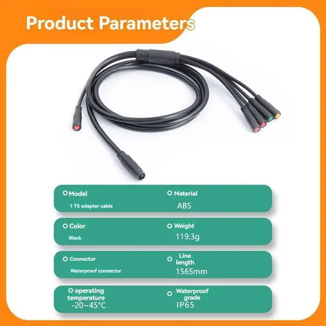 Alt view image 11 of 12 - Electric Bicycle Cable 1TO5 Waterproof Cable Leads Wires for KT Controller Motor Throttle Brake Display