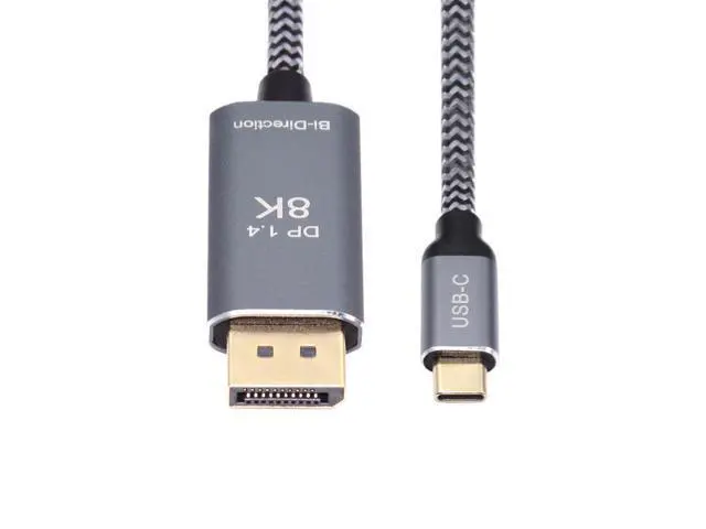 Alt view image 8 of 14 - Vszerda Reversible DisplayPort to USB C Cable 8K, DP Source to USB 3.1 Type C Male Displays HDTV Cord for Laptop Monitor 1.8m