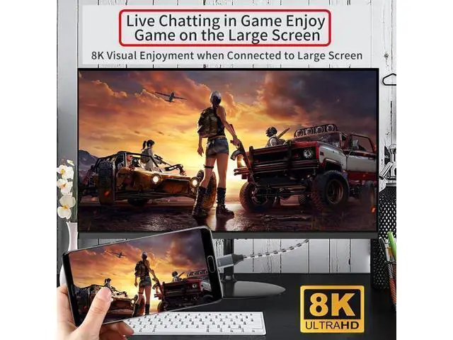 Alt view image 10 of 14 - Vszerda Reversible DisplayPort to USB C Cable 8K, DP Source to USB 3.1 Type C Male Displays HDTV Cord for Laptop Monitor 1.8m