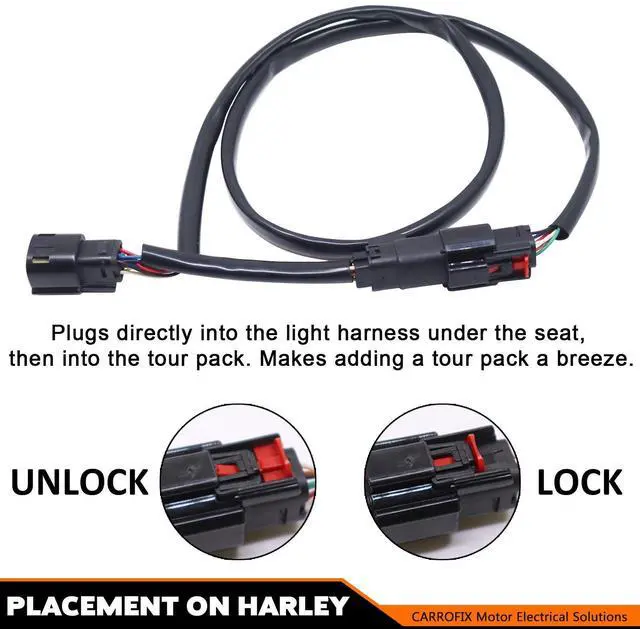 Alt view image 12 of 14 - CARROFIX Replacement CD-TP-QD-14 Dynamics Quick Disconnect Wiring Harness for 2014-2023 Harley Davidson Touring NTP-CB01