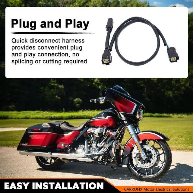 Alt view image 13 of 14 - CARROFIX Replacement CD-TP-QD-14 Dynamics Quick Disconnect Wiring Harness for 2014-2023 Harley Davidson Touring NTP-CB01