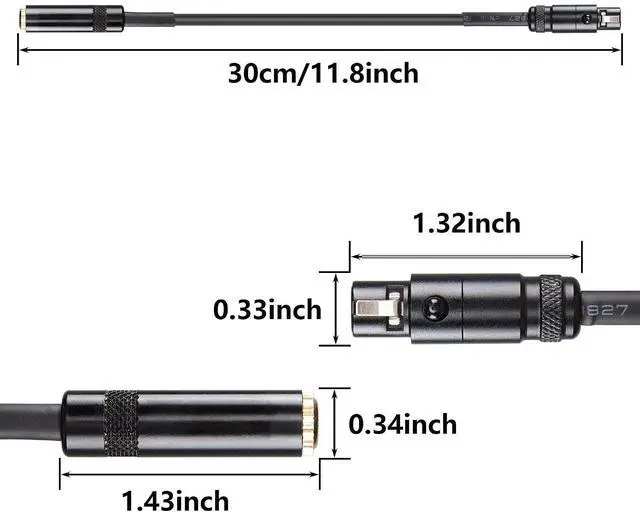 Alt view image 12 of 12 - Mini XLR to 1/8 TRS Audio Converter Adapter Cable - 1FT 3.5mm to Mini XLR 3 Pin Female for SLR Cameras, Video Cameras, Wireless Microphones