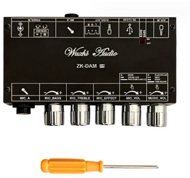 Alt view image 8 of 14 - Dam H1 Microphone Preamplifier Board Digital Karaoke Reverberation Board Accessories Kit with Bluetooth Decoding Amplifier DC 8-36V