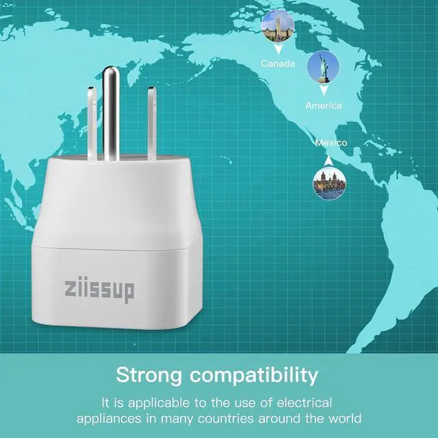 Alt view image 13 of 14 - European to USA Plug Adapter, EU to US Plug Adapter, Europe to USA Travel Converter for Most of Europe EU Spain France Type C/E/F Plugs to US Power Adapter, 3-Packs White