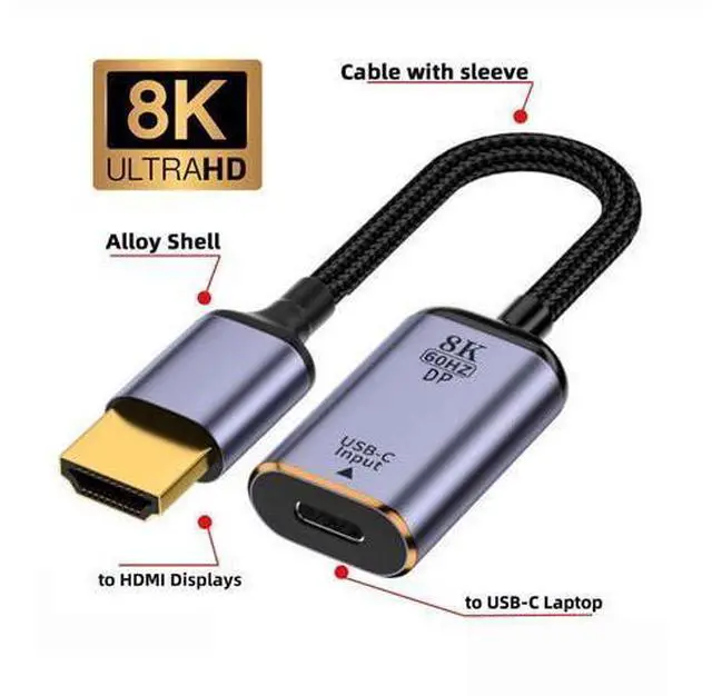 Alt view image 10 of 14 - Vszerda USB-C Type C Female Source to HDMI Sink HDTV Cable 8K@60hz 4K@120hz for Tablet & Phone & Laptop