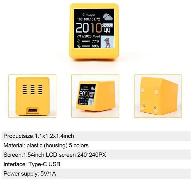 Alt view image 10 of 14 - Smart WiFi Weather Station Clock DIY Cute GIF Animations Desktop Decoration Electronic Album Function MINI Clock B Easy Install